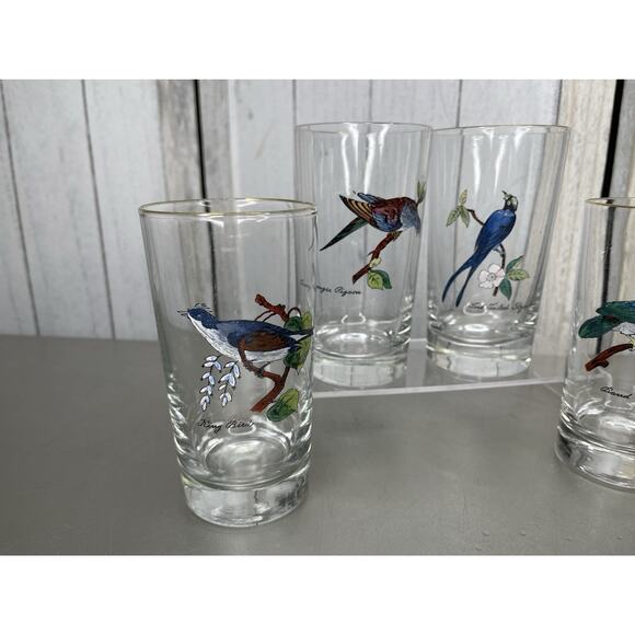 Vintage Set of 4 Hand Painted Bird Tumblers Drinking Glasses - Picture 2 of 7